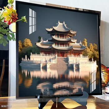 Tranh phon thủy sông, núi và mặt trời