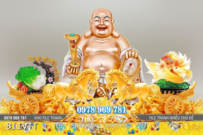 File tranh Phật di lặc và ngựa vàng kéo xe tiền vàng 811VTT File tranh Phật di lặc và ngựa vàng kéo xe tiền vàng 811VTT