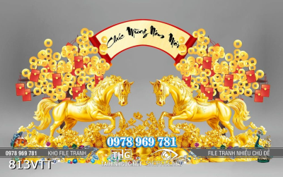 File tranh psd ngựa vàng chúc mừng năm mới 813VTT File tranh psd ngựa vàng chúc mừng năm mới 813VTT