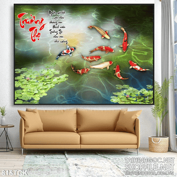 Tranh cá chép trường thọ 3d