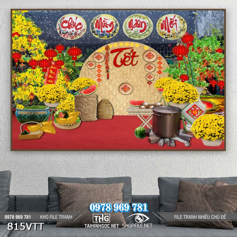 File tranh phông nền chụp hình trang trí Tết 815VTT File tranh phông nền chụp hình trang trí Tết 815VTT