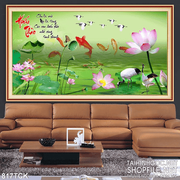 Tranh  hiếu thảo hoa sen in uv file lớn