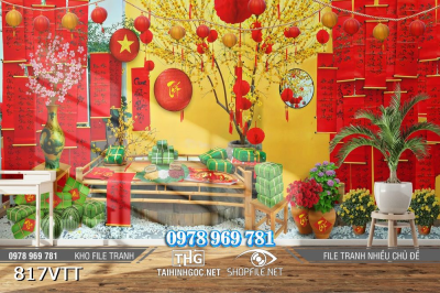 File tranh phông nền trang trí Tết đẹp 817VTT File tranh phông nền trang trí Tết đẹp 817VTT