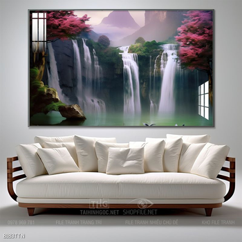 Tranh phong thủy phong cảnh thác nước thiên nhiên