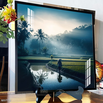 Tranh phon thủy sông, núi và mặt trời