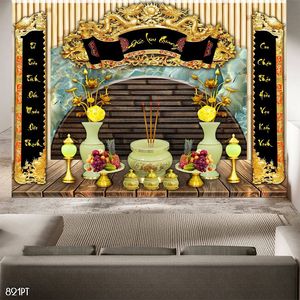 Tranh 3d trang trí bàn thờ ông bà tổ tiên