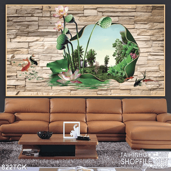 Tranh tường hoa sen đẹp