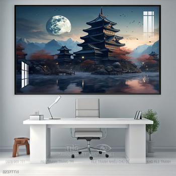 Tranh phon thủy sông, núi và mặt trời