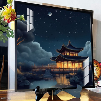 Tranh phon thủy sông, núi và mặt trời