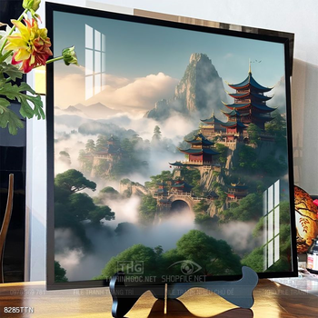 Tranh phon thủy sông, núi và mặt trời