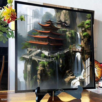 Tranh phon thủy sông, núi và mặt trời