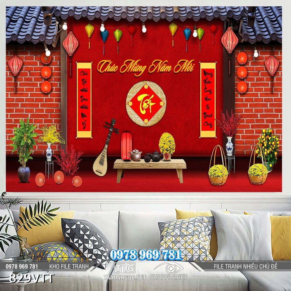 File tranh phông nền Tết treo tường tết 2026 bính ngọ 829VTT File tranh phông nền Tết treo tường tết 2026 bính ngọ 829VTT