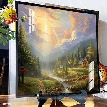 Tranh phon thủy sông, núi và mặt trời