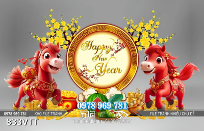File tranh PSD cặp ngựa đỏ chúc mừng năm mới 2026 833VTT File tranh PSD cặp ngựa đỏ chúc mừng năm mới 2026 833VTT