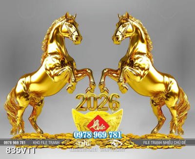 File tranh ngựa vàng 2026 Bính Ngọ 835VTT File tranh ngựa vàng 2026 Bính Ngọ 835VTT