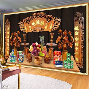 Tranh 3d trang trí bàn thờ gia tiên file gốc