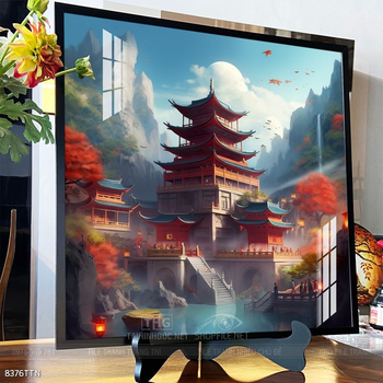 Tranh phon thủy sông, núi và mặt trời