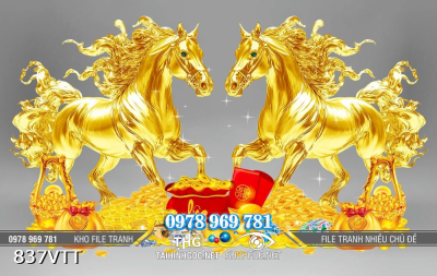 File tranh cặp ngựa vàng tài lộc kim tiền 837VTT File tranh cặp ngựa vàng tài lộc kim tiền 837VTT