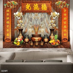 Tranh 3d trang trí bàn thờ gia tiên file gốc