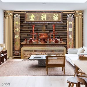 Tranh dán tường trang trí bàn thờ ông bà tổ tiên khổ ngang