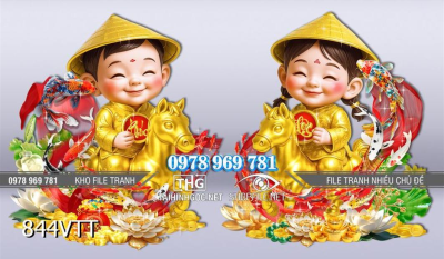 File tranh em bé vui xuân cưỡi vàng đón Tết 2026 844VTT File tranh em bé vui xuân cưỡi vàng đón Tết 2026 844VTT