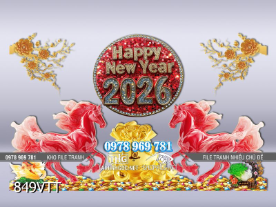 File tranh Ngựa giả ngọc Tết tài lộc 849VTT