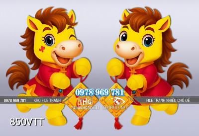 File tranh Psd cặp Ngựa Bính Ngọ chào xuân 2026 850VTT