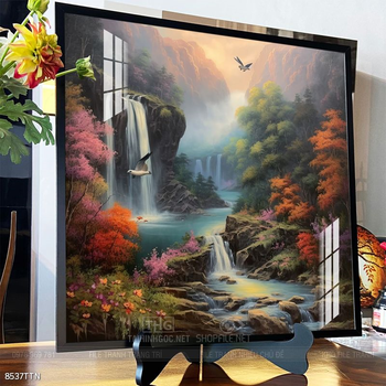 Tranh phon thủy sông, núi và mặt trời