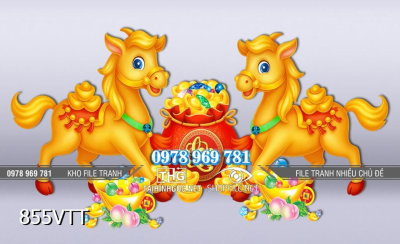 File tranh cặp Ngựa vàng Psd Tết năm mới 855VTT