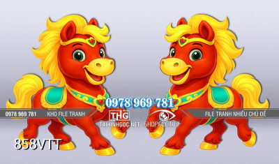 File tranh cặp Ngựa đỏ nổi bật 858VTT