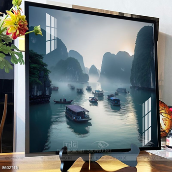 Tranh phon thủy sông, núi và mặt trời