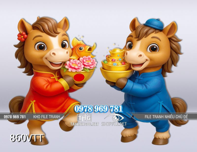 File tranh Psd cặp Ngựa Bính Ngọ 2026 860VTT
