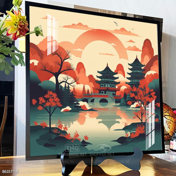 Tranh phon thủy sông, núi và mặt trời