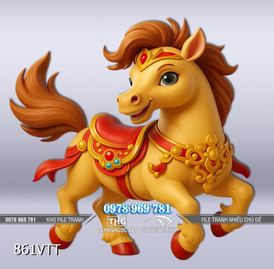 File tranh psd tách lớp Ngựa vàng 2026 861VTT