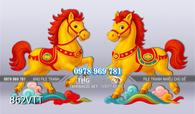 File tranh cặp Ngựa đón xuân 2026 862VTT