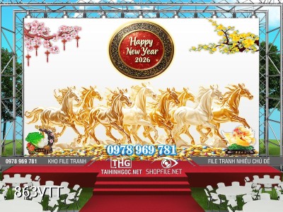 File tranh Psd Ngựa vàng Bính Ngọ 863VTT