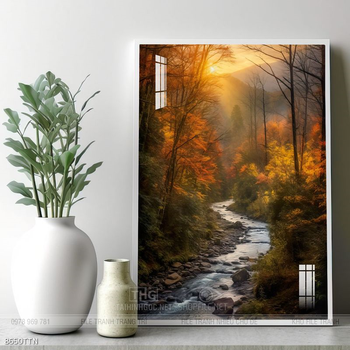 Tranh phon thủy sông, núi và mặt trời