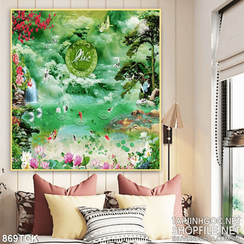 Tranh chữ phúc giả ngọc hoa sen đẹp 3d