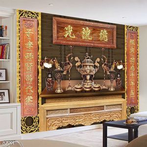 Tranh dán tường 3d trang trí bàn thờ gia tiên chất lượng cao