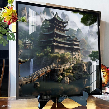 Tranh phon thủy sông, núi và mặt trời