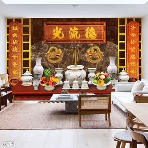 Tranh dán tường trang trí bàn thờ ông bà tổ tiên khổ ngang