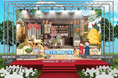 File tranh Backgroud trang trí Tết Bính Ngọ 877VTT