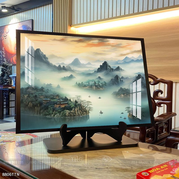 Tranh phon thủy sông, núi và mặt trời