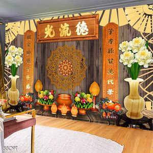 Tranh dán tường trang trí bàn thờ ông bà tổ tiên khổ ngang