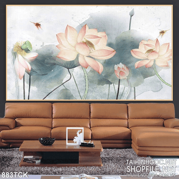Tranh 3d wall hoa sen vẽ