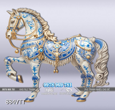File tranh psd Ngựa trắng họa tiết 884VTT