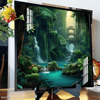Tranh phon thủy sông, núi và mặt trời