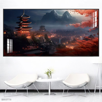 Tranh phon thủy sông, núi và mặt trời