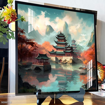 Tranh phon thủy sông, núi và mặt trời