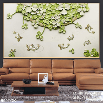 Tranh giả ngọc hoa sen đất mini